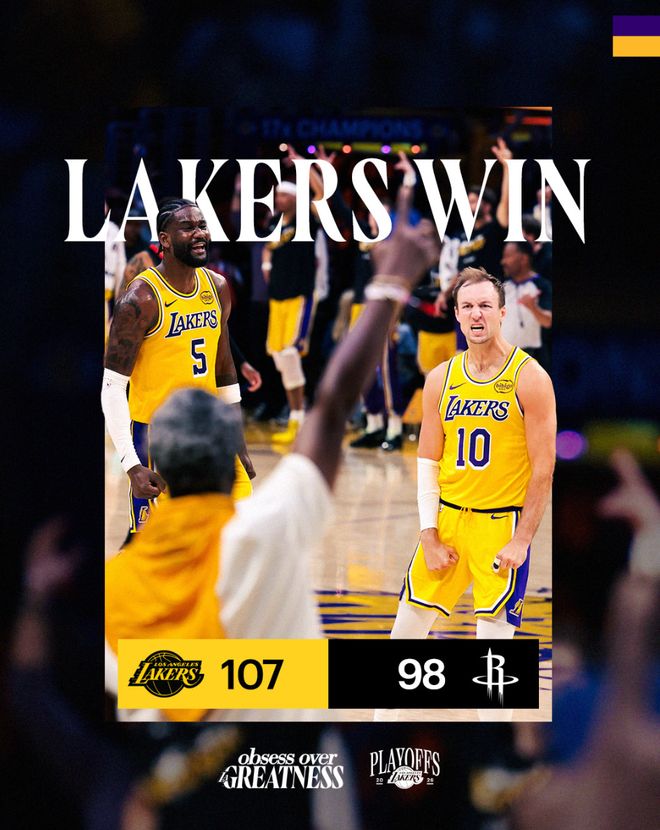 勒布朗詹姆斯季后赛创纪录 湖人G1力克火箭夺先